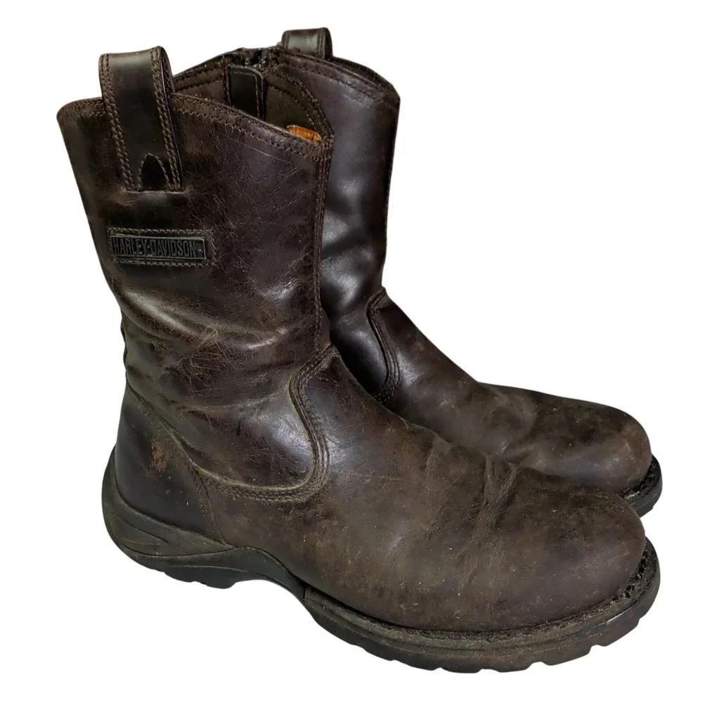 Harley-Davidson Boots Mens Size 9.5 Brown Leather Biker Riding Motorcycle 95257